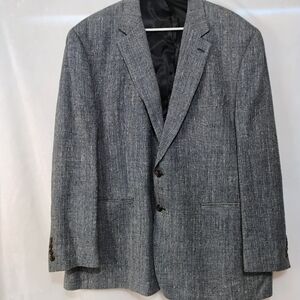 CHAPS 100% Silk Blue Textured Flatweave Blazer Mens 48R Sport Suit Jacket Coat